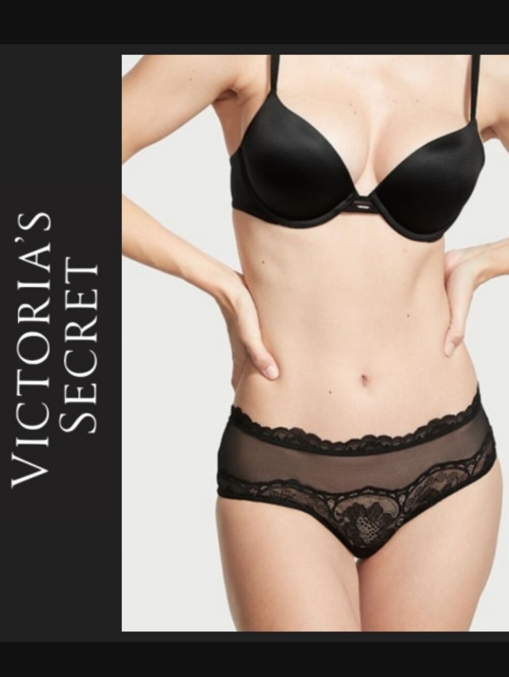 NEW VICTORIA'S SECRET MESH & LACE BLACK PANTY